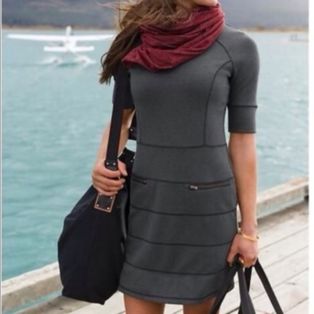 Athleta Strata Stretch Ponte Travel Gray Dress